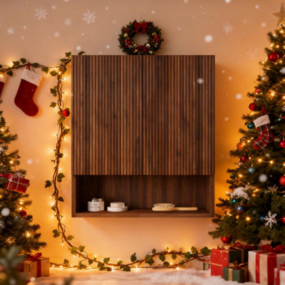 Armoire de toilette murale rayée TOIB de 26 pouces avec tablette de portes et compartiment de rangement ouvert au-dessus de la toilette