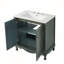 Meuble-lavabo vintage de 30 pouces avec lavabo en céramique, tablettes réglables et pieds en bois massif pour une élégance intemporelle et un rangement pratique-937688288