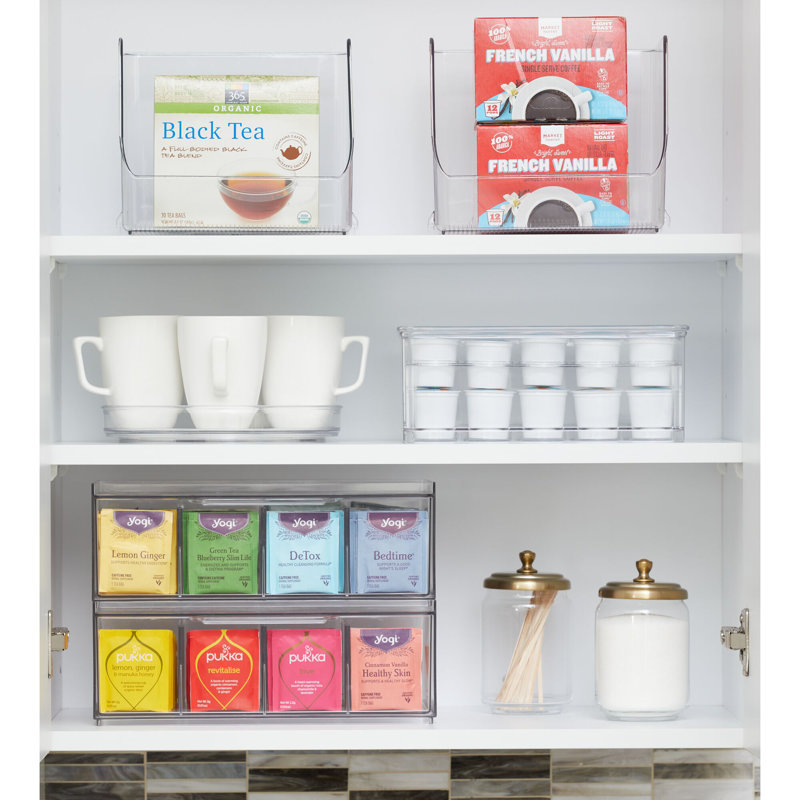 Clear Plastic 2-Tier Coffee Pod Organizer with Lid
