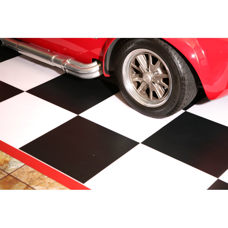 Rouleau de plancher de garage imagé, Bordure rouge, L 10 pi x l 20 pi