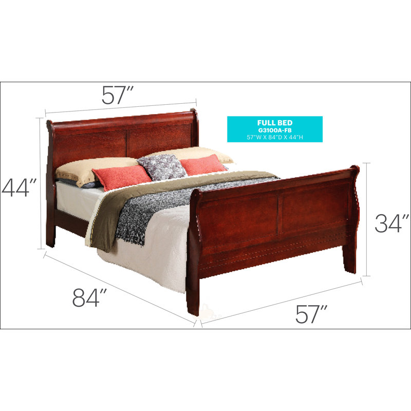 Charmant lit double traditionnel cerise, Cerisier, Double