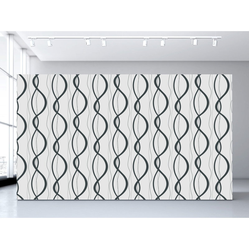 Ribbons And Chains Abstract Vinyl Wallpaper Roll by Jamie Graney, Black/Gray