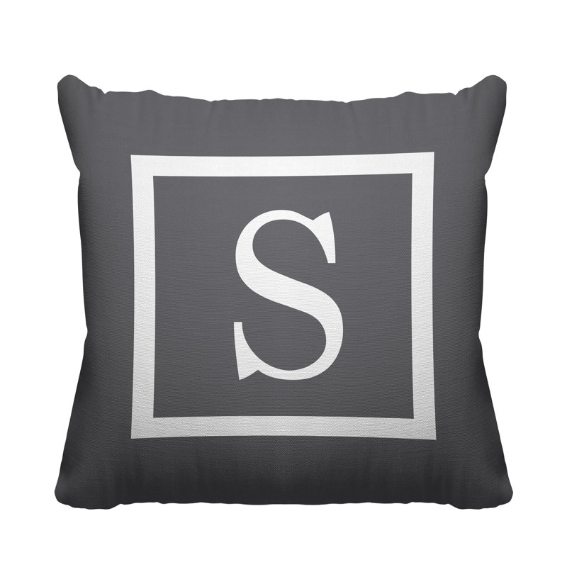 Coussin décoratif intérieur / extérieur imprimé monogramme, L 19 po x H 19 po, S