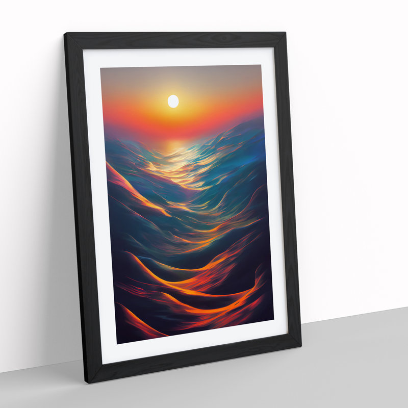 Striking Sunset - Single Picture Frame Print, Black, 64cm H x 46cm W x 2cm D