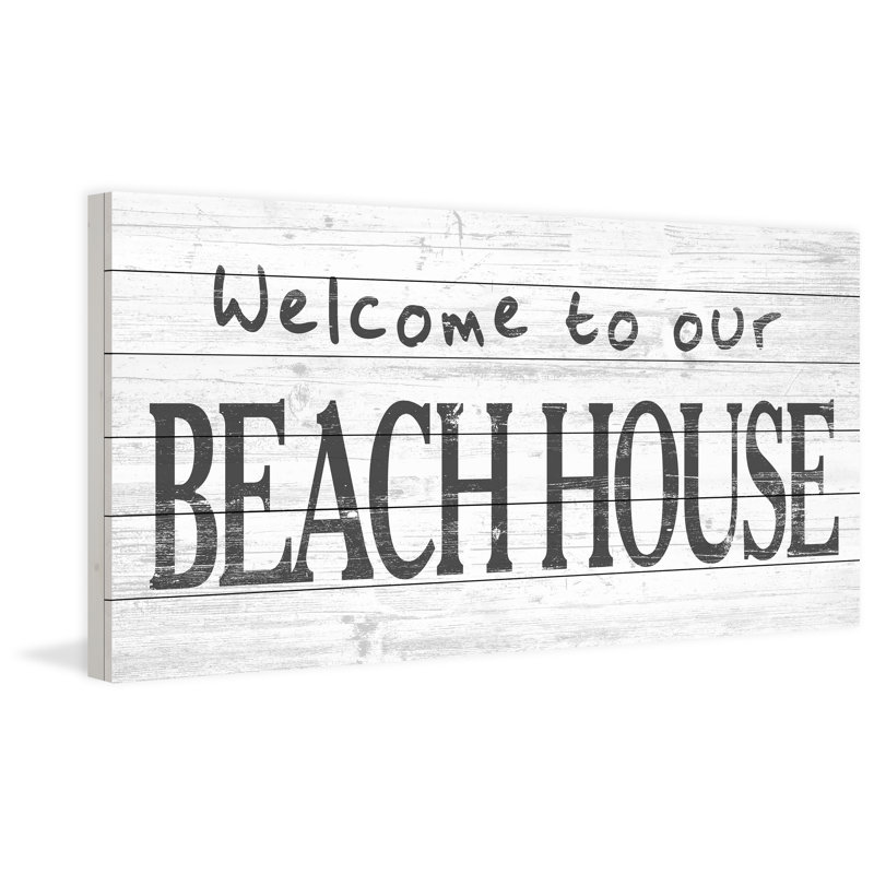 Welcome to Our Beach - reproduction d'art textuel sur bois, H 12 po x l 24 po