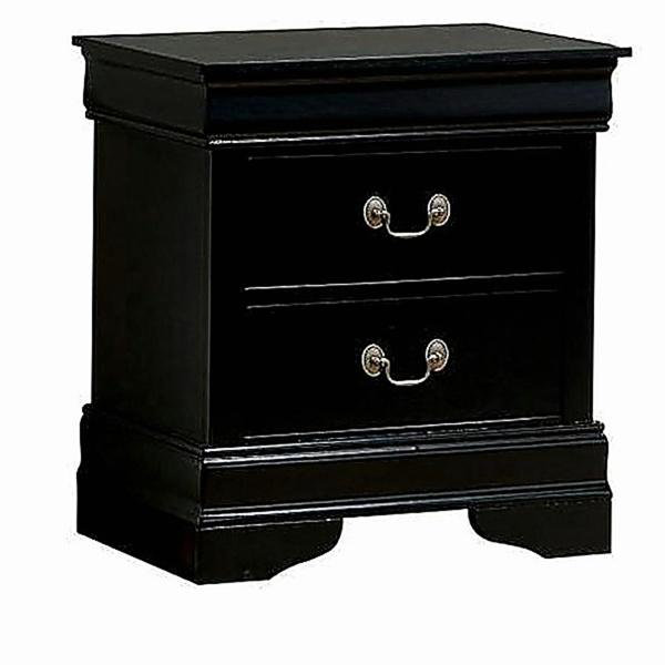 1pc Table de chevet noire Louis Philippe, Noir