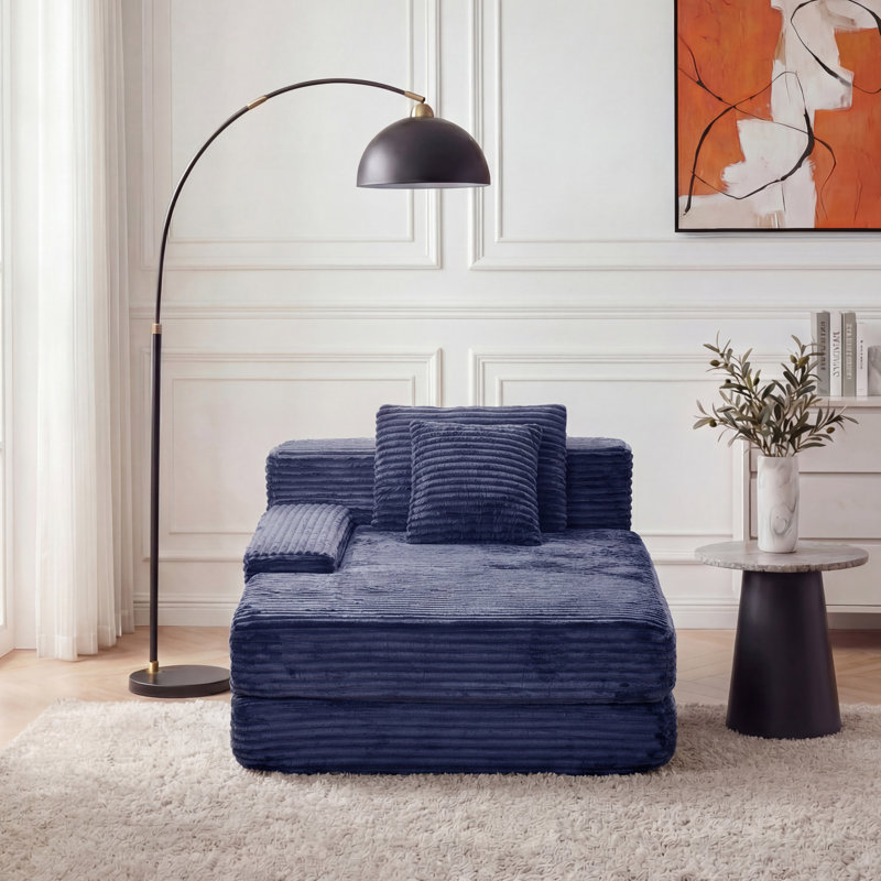 Très grande chaise longue d'intérieur Eliam, Bleu