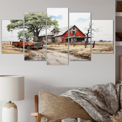 «Farmhouse Homestead Legacy», impression d'art mural maison de campagne - 5 panneaux