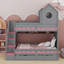 Lit superposé Playhouse avec tiroirs de rangement, escalier, DEL et tablettes-693165917