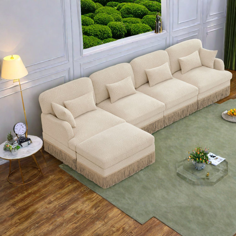 Canapés profonds, salon modulaire en chenille de 131,5 pouces