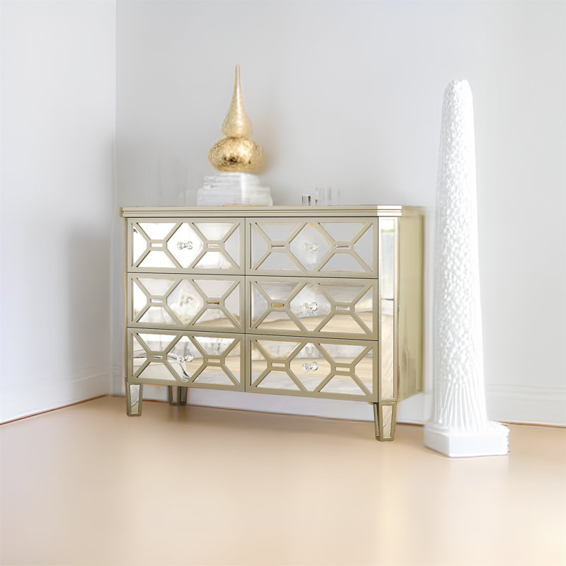 Commode en bois massif à 6 tiroirs 47,24 po Mellisha