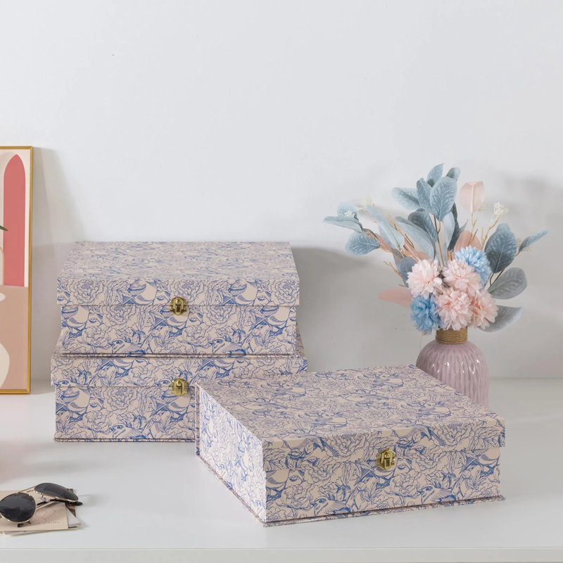 Ekea 3 Piece Decorative Box Set, Aviary Garden