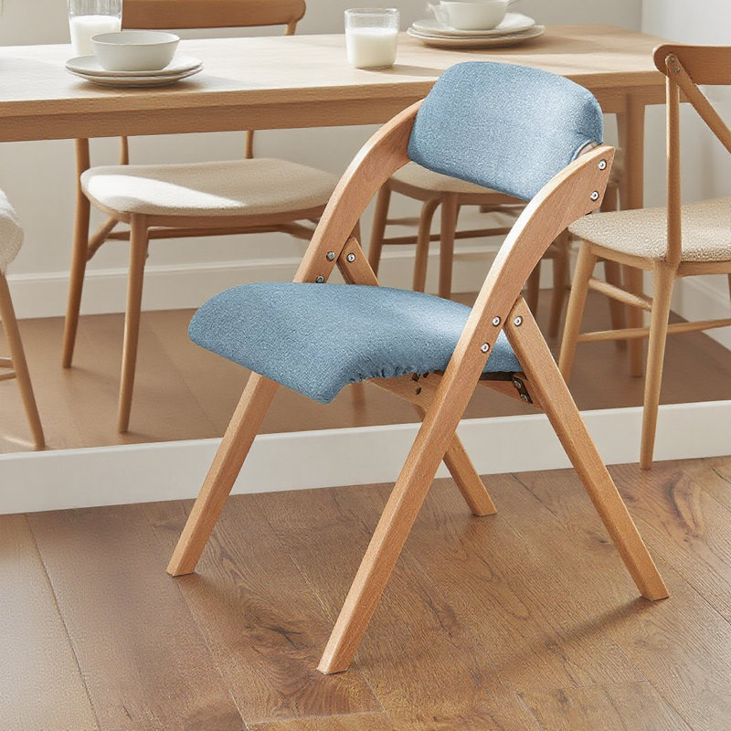 Axinia Solid Wood Padded Stackable Folding Chair Folding Chair