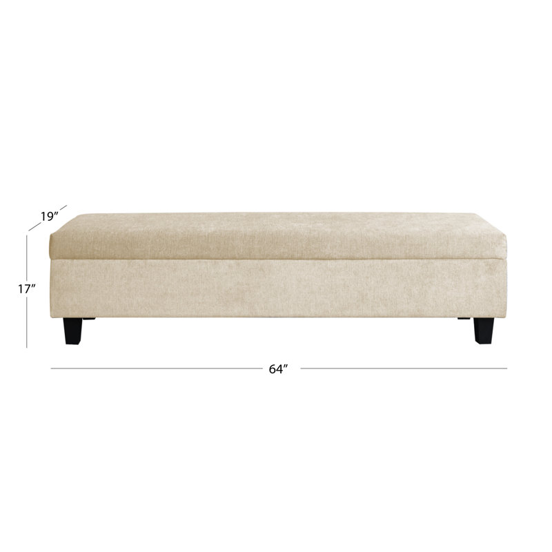 Repose-pieds rectangulaire avec rangement Atiqa, Crème