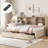 Twin Size Bed Frame With Side Bookshelves, Two Drawers, And Built-In USB Port For Natural Color-846421395