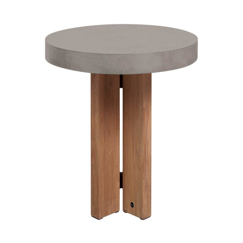 Java Outdoor Round Teak Dining Table, Slate Gray