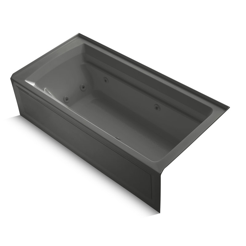 Archer Alcove 72" x 36" Whirpool Bathtub, Thunder Gray, Right