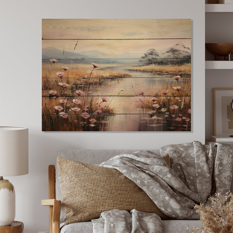 «Meadow Serene Morning» sur bois, H 30 po x l 40 po x P 0,78 po
