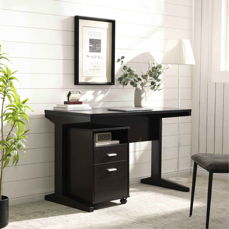 Bureau à panneau Modesty avec classeur verrouillable sur roulettes