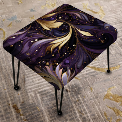Gold And Purple Amethyst Marble Pattern - Marble Rectangle Ottoman