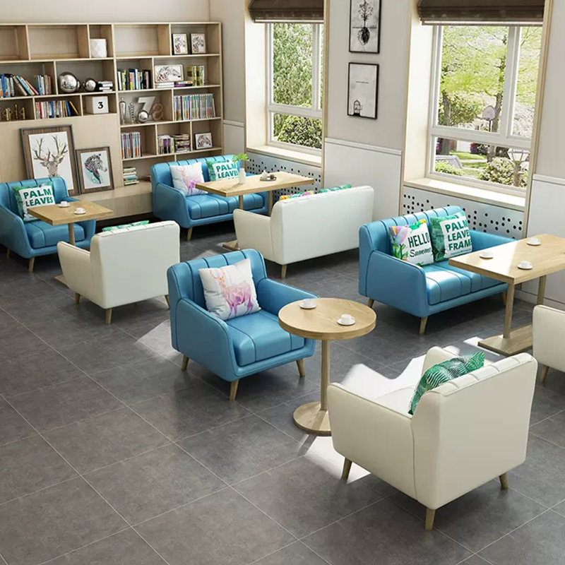 Banc rembourré en similicuir Casual Dessert, Bleu