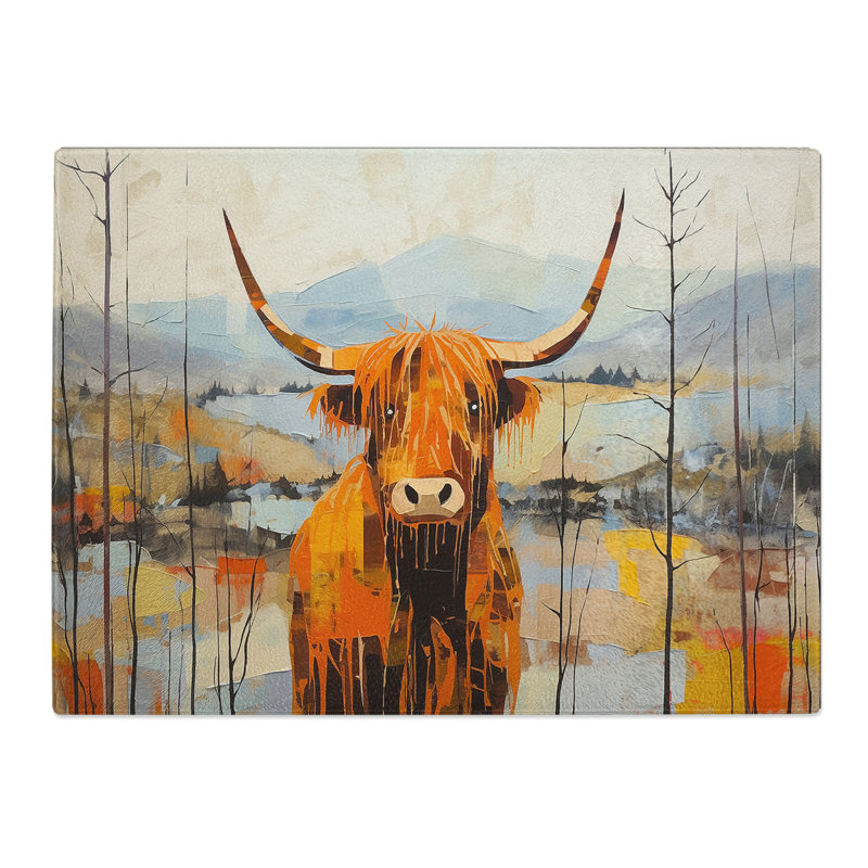 Highland Cow Minimalism No.2  Glass Chopping Board