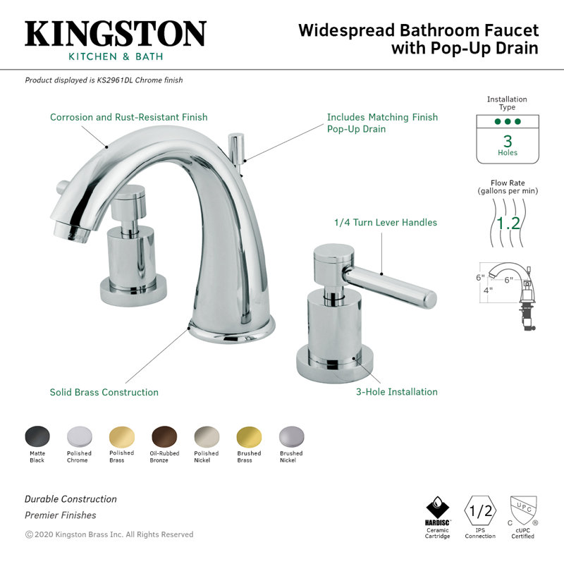 Robinet de salle de bain espacé Kingston, Bronze huilé