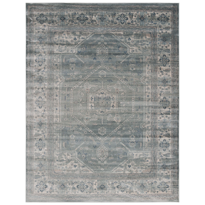 Tapis bleu clair / gris clair, Rectangle 8 pi x 10 pi