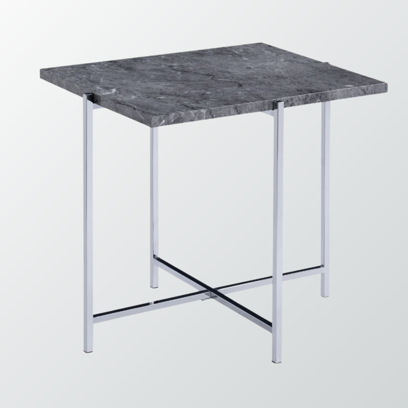 Madelyn Engineered Stone Top End Table with Chrome Finish