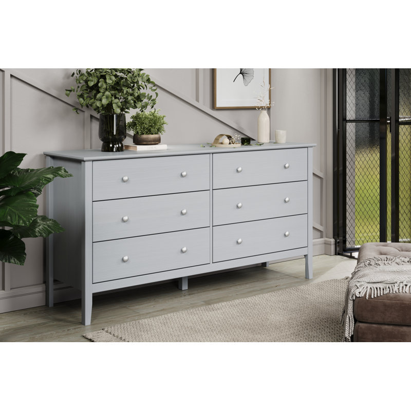 Commode 6 tiroirs Arzell, Gris clair
