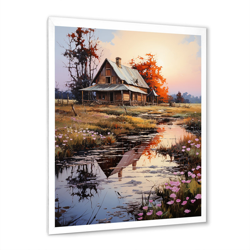 Auletta Farmhouse Homestead Reflections Pointillism, H 32 po x l 16 po x P 1 po, Blanc