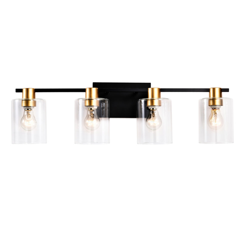 4- Bathroom Fixtures, Glass Shade Glow, Luxury Appeal For Bathroom, Kitchen, Dinning Room, Bedroom, Hallway - Gold Matte Black Brilliant