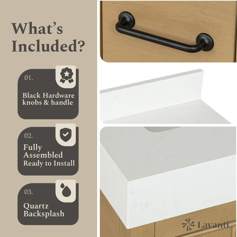Meuble-lavabo avec lavabo 30 po Lavanti Valvet, Velours chêne bois de sapin, 30 pouces