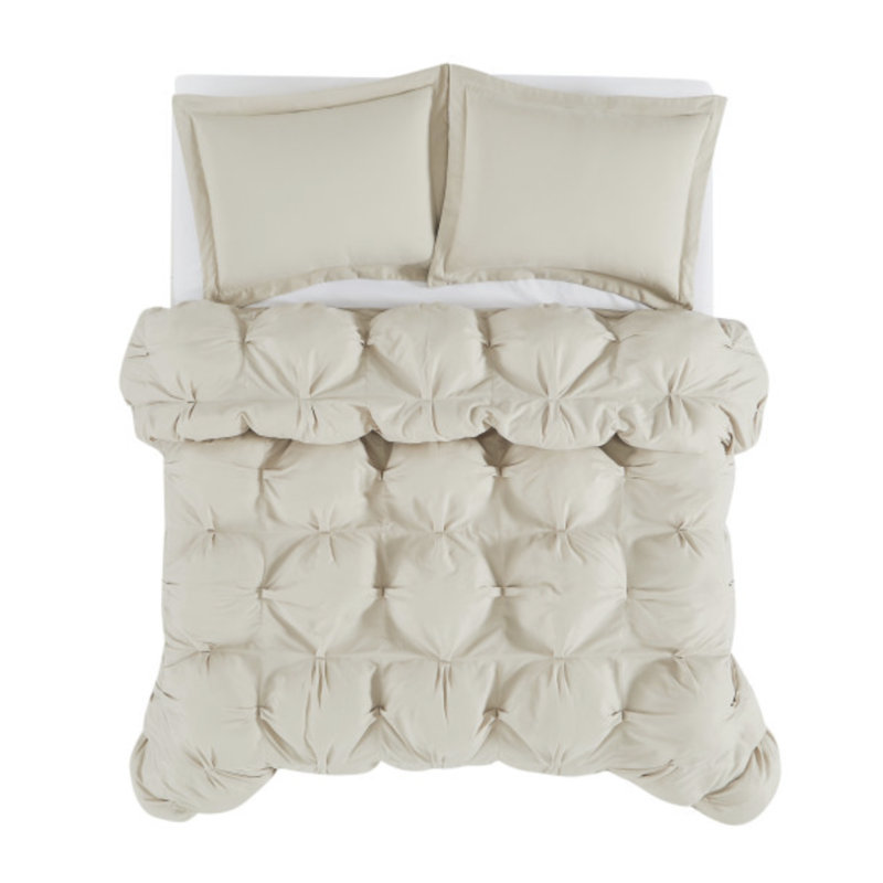 Napperon vraiment doux - rembourré, microfibre douce, Beige, Édredon pour très grand lit + 2 taies décorativ