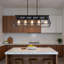 Lustre 5 lumières pour îlot de cuisine en métal noir mat avec structure en cage ouverte, ampoules non incluses-526652015-526652000