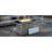 60000 43 Inch Grey Propane Gas Fire Pit Table, Open Weave Design, With Glass Wind Guard, Removable Lid, And 20lbs Storage For Garden Backyard Rectangular , In Grey, Blue Stone Decoration Tempered