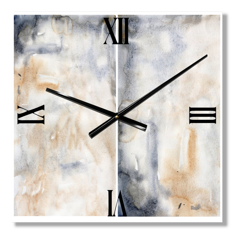 Abstrait avec horloge murale bleu foncé et beige, Petit