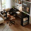 Bureau rectangulaire en bois massif noir-352226950-352226951