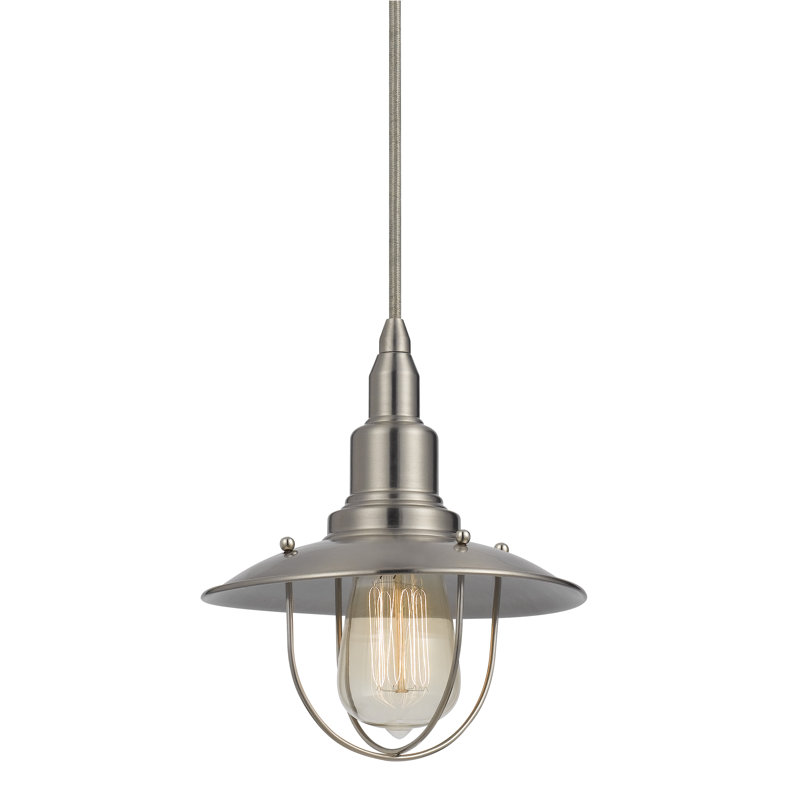 Luminaire suspendu conique à 1 lumière Tuckerman, Acier brossé