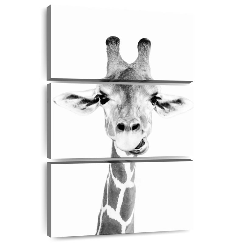 Brampt Happy Giraffe In Black And White, 32" H x 20" W
