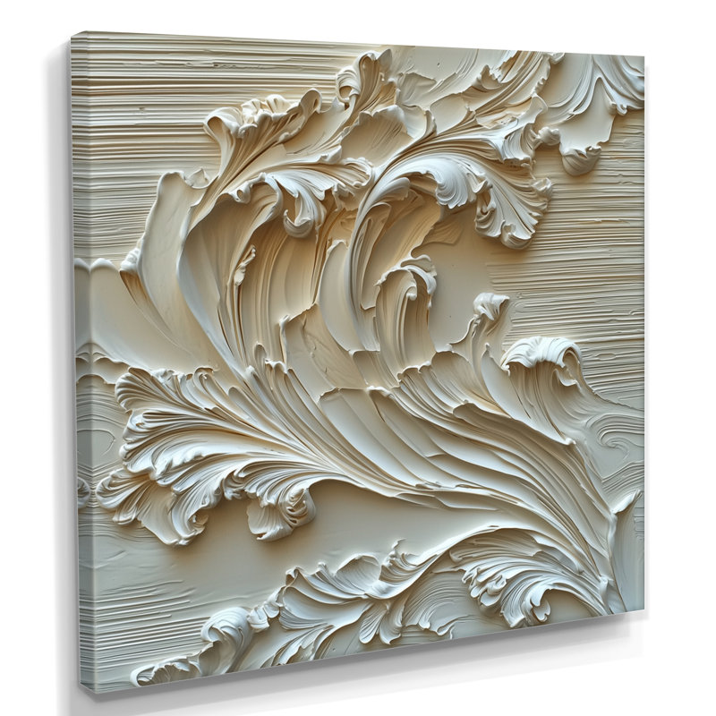 Ommy, lumière ascendante des vagues de la crème, art mural abstrait moderne et transitionnel, Toile tendue, Ne s’applique pas