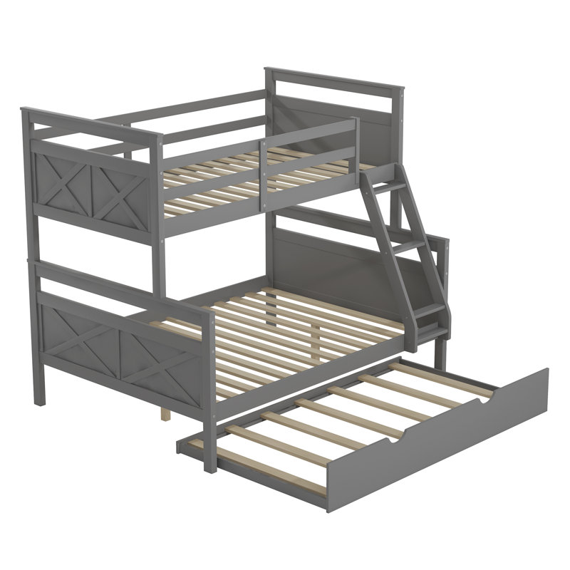Gailynn Kids Twin Over Full Bunk Bed with Trundle, Gray