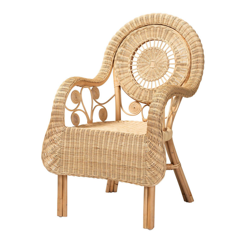 Fauteuil d'appoint bohémien en rotin naturel