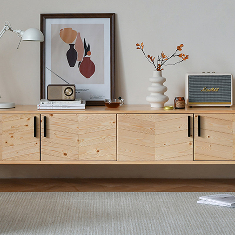 Wabi-sabai handmade solid wood parquet TV cabinet, 62.99"