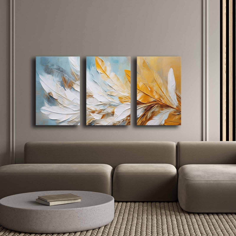 Stunning Decorative Canvas Painting Set (3 Pieces), 100% Canvas, Total Size: 57.1 x 27.6 inches | 100% Pine Wood Frame, Thickness: 0.1 inches | Perfect for Living Room & Bedroom Decor, Vibrant Colors and Elegant Design