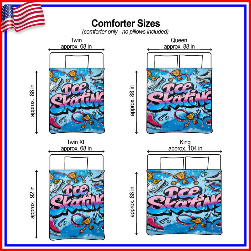 Graffiti Ice Skates Comforter, Queen