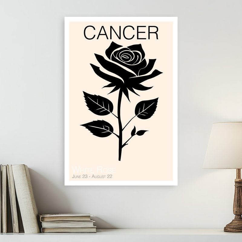 Cancer Zodiac Rose Elegant Abstract Contemporary Rose Flower Landscape Wall Art Print by Casa Cartissi - Wrapped Canvas Print