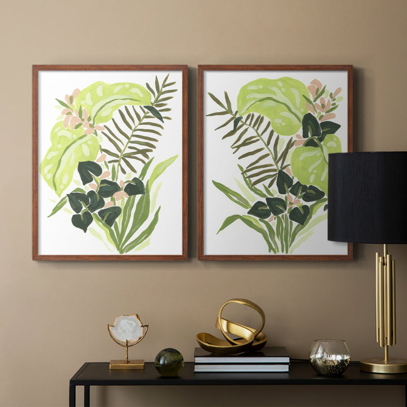 «Lime Leaf Medley I», reproduction encadrée de qualité supérieure - prête à être accrochée - aucun clou requis - aucun clou requis