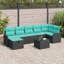 Ensemble de canapé vidaXL avec coussin en rotin de polyester noir manuel et turquoise-529815664