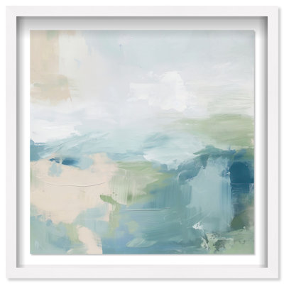 Turquoise Echoes I Shadowbox Abstract Print by Oliver Gal, Black Frame, 12 x 12